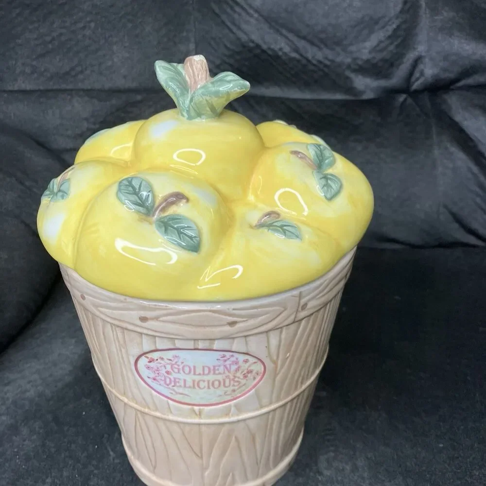 PFALTZGRAFF Ceramic Canister Golden Delicious Apples Cookie Jar Vintage